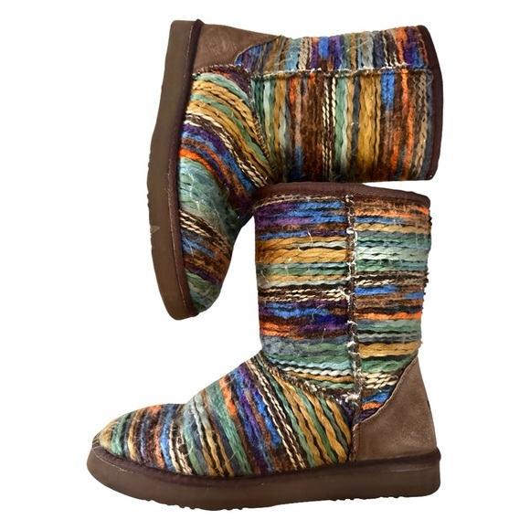 Lamo juarez suede boho aztec multicolored yarn Boot. warm thick faux fur, Size 9 - Picture 5 of 5